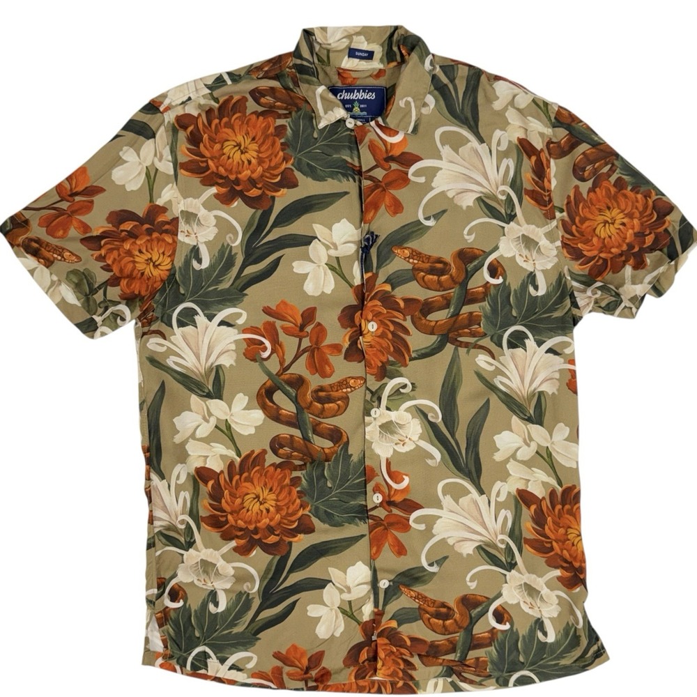 Chubbies Men's Size S "The Snakey" Performance Short Sleeve Button Up Shirt NWT